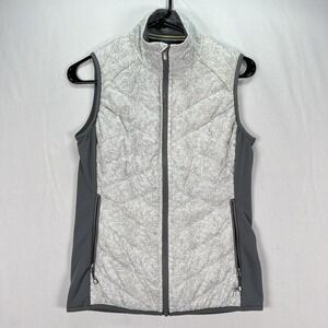 Smartwool Smartloft Quilted Insulated Vest Womens Small Gray White Full‎ Zip